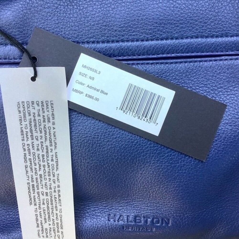 Halston Heritage Small Leather Crossbody Blue Flap Bag - Picture 9 of 10